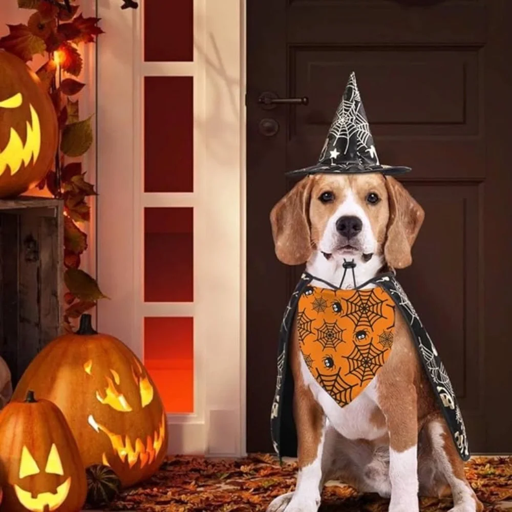 NWT Halloween Dog‎ Bandanas – Ghost & Spider Web Pet Scarves, 2 Pack